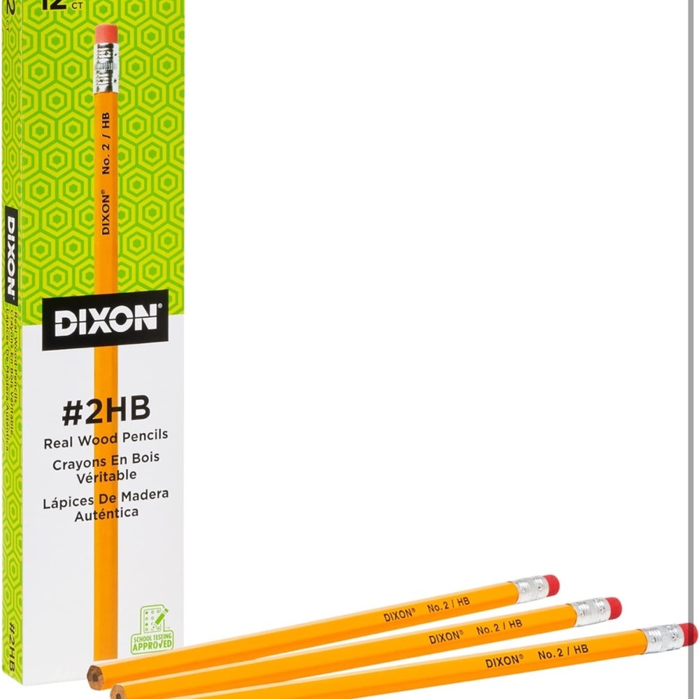 NWT Dixon No. 2 Yellow Pencils, Wood-Cased, Black Core, #2 HB Soft, 12-Count